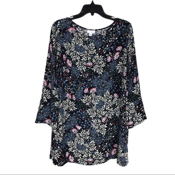 Black floral tunic top Clearance
